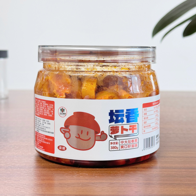 中大麻辣萝卜干鲜嫩脆爽口380克瓶装开盖即食开味下饭菜