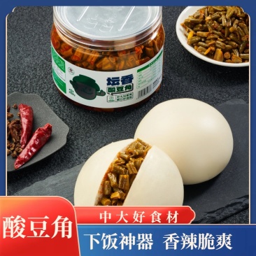 中大酱菜酸辣豆角408克瓶装开胃下饭酱香辣罐装即食下饭菜