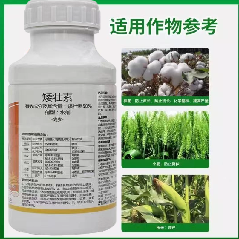 50%矮壮素矮化植株防徒长疯长抗倒伏棉花玉米植物生长调