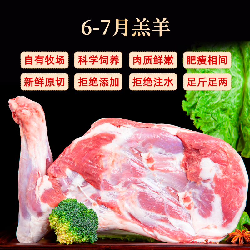 宁夏盐池滩羊肉银钻家庭装带骨羊前腿红柳羊肉串整只羊半只羊