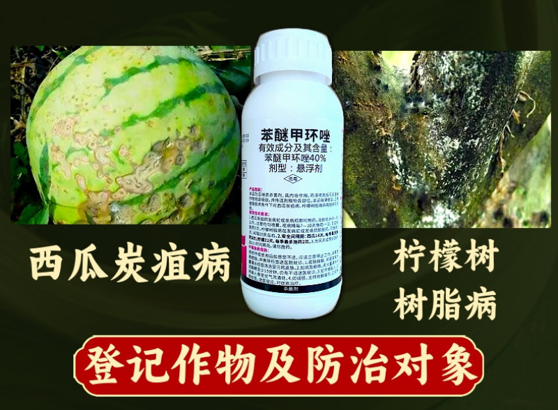40%苯醚甲环唑杀菌剂炭疽病白粉病叶斑病黑痘病真菌农药