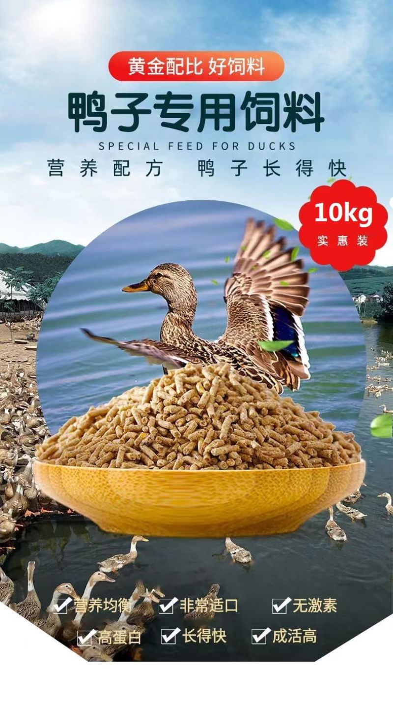 鸭饲料喂鸭颗粒料中大小鸭食全价营养宠物鸭