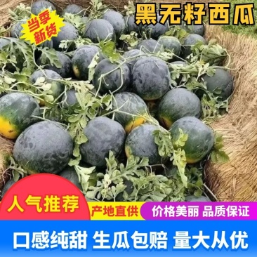 精品黑无籽西瓜，大量上市，基地直接发货，价格美丽哟。