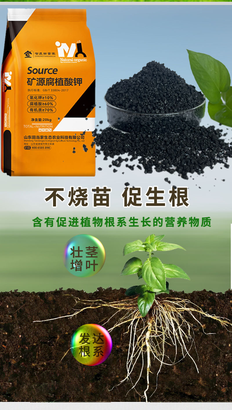 矿源腐植酸钾结晶腐殖酸钾肥正品农用有机缓释颗粒肥果树蔬菜通用