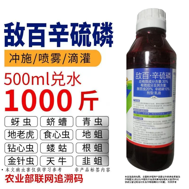 敌百辛硫磷小菜蛾甜菜夜蛾红白蜘蛛蓟马稻飞虱斜纹夜蛾棉铃虫
