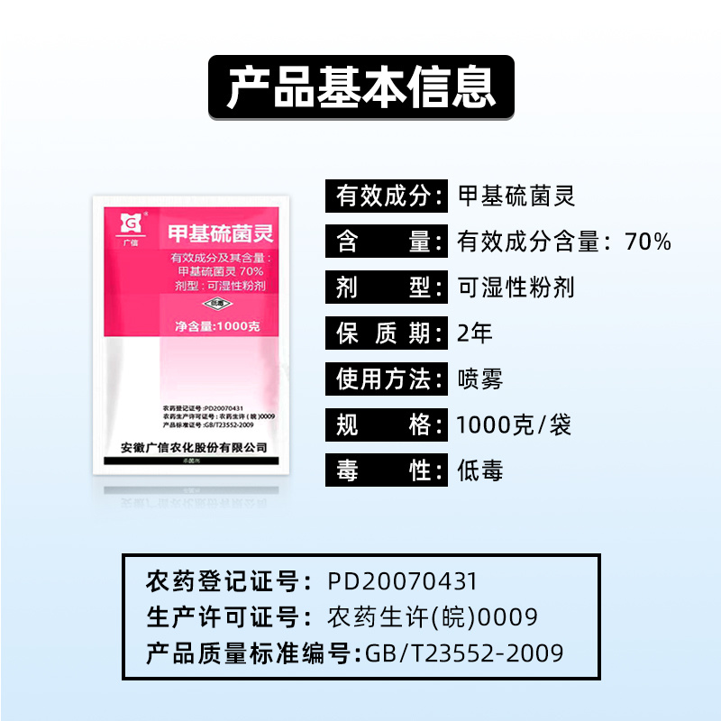 70%甲基硫菌灵水稻小麦枯纹病赤霉病专用杀菌剂