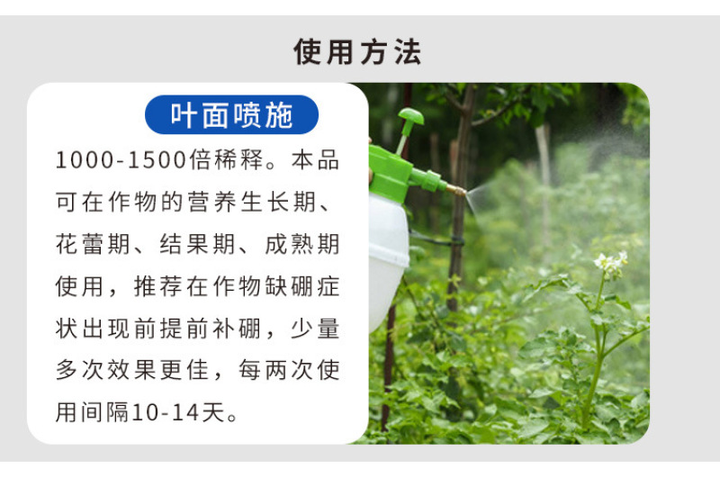 流体硼农用蔬菜水果树木作物增产微量元素水溶肥