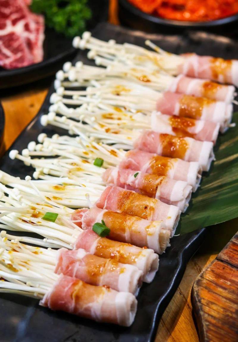 锦夕金针菇五花肉串烧烤油炸串串铁板食材冷冻半成品商用