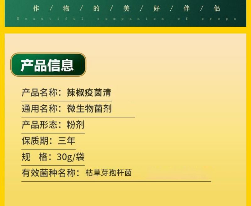 辣椒疫病清辣椒卷叶快速炭疽黄叶枯萎根腐软腐快速杀菌微生物