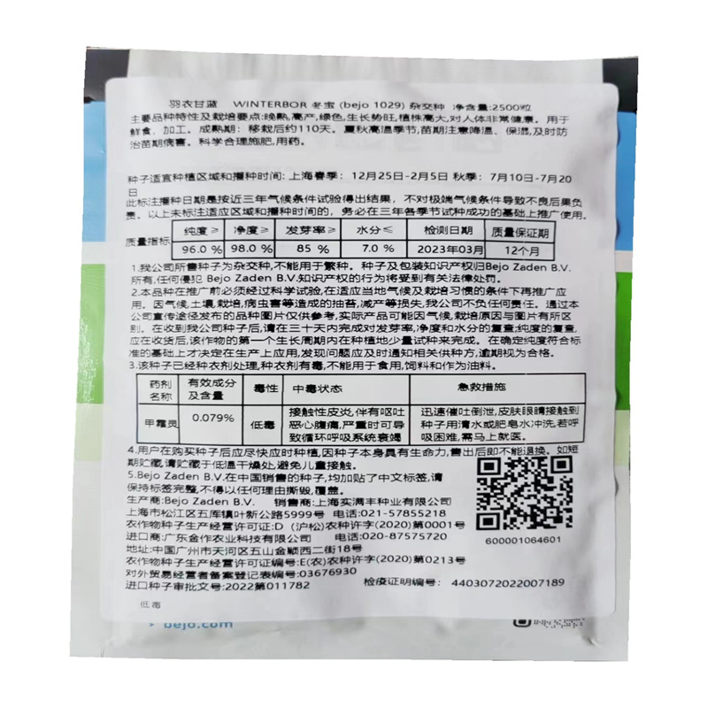 荷兰bejo羽衣甘蓝种子原装进口比久绿色羽衣甘蓝种子