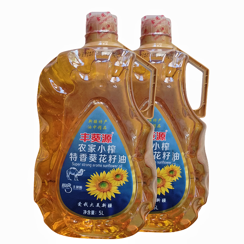 新疆小榨葵花籽油5升传统植物压榨油炒菜清香家用油批发