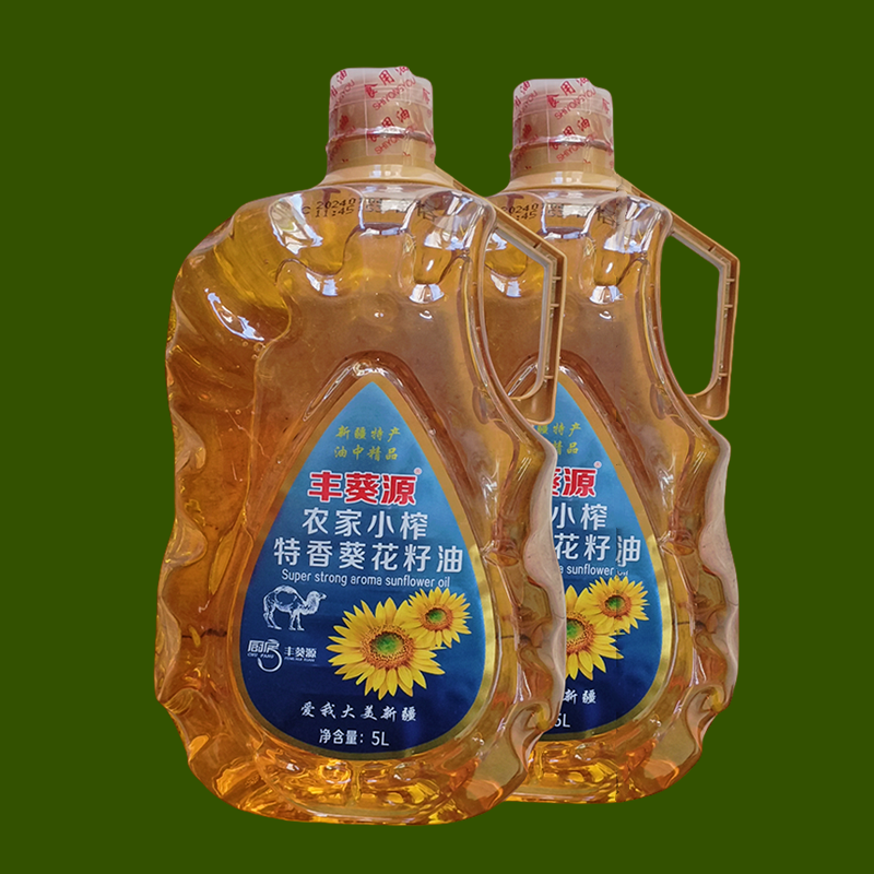 新疆小榨葵花籽油5升传统植物压榨油炒菜清香家用油批发