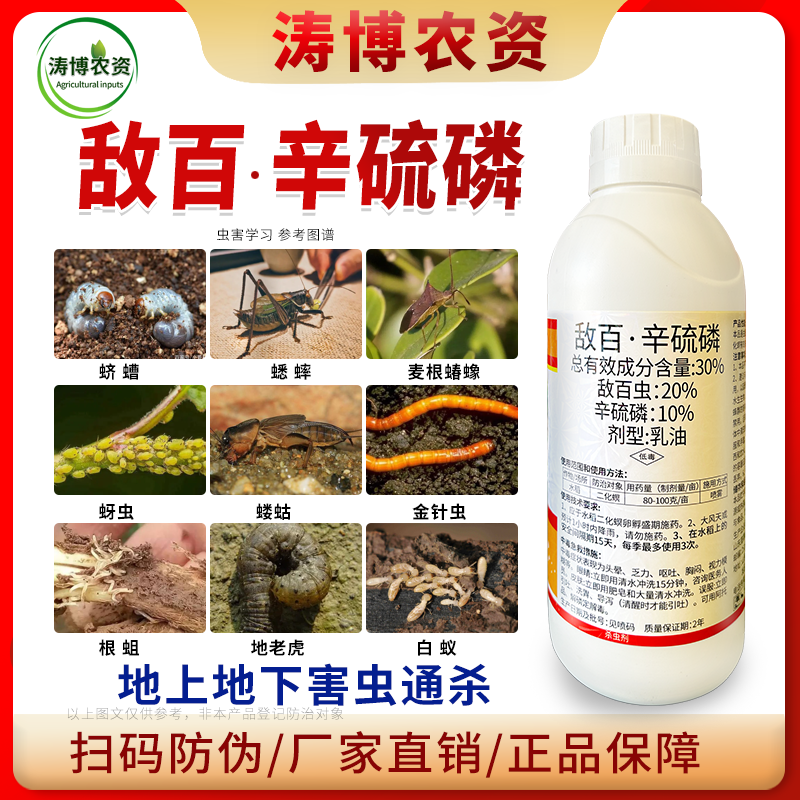 敌百虫辛硫磷长效蚜虫地老虎蛴螬二化螟金针虫地蛆地下害虫杀