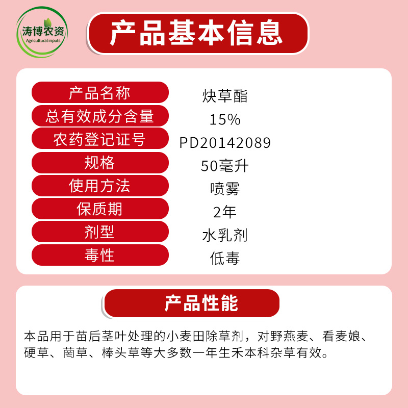 15%炔草酯麦田除草剂小麦苗后除草剂杂草克星杂草连根死批