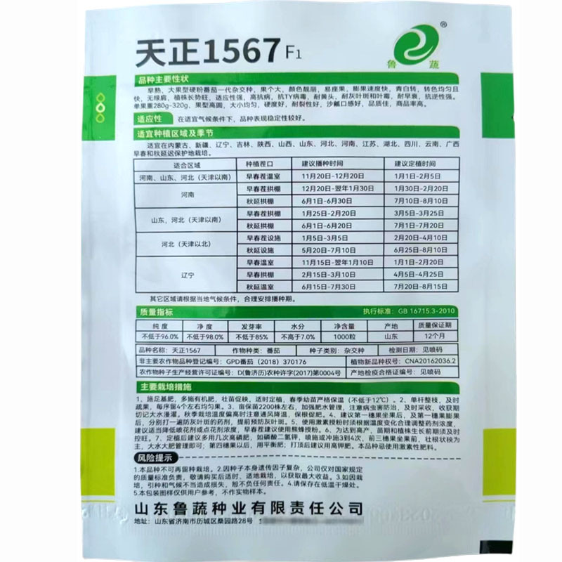 番茄种子天正1567大果硬粉抗TY早熟无青肩耐裂果西红柿