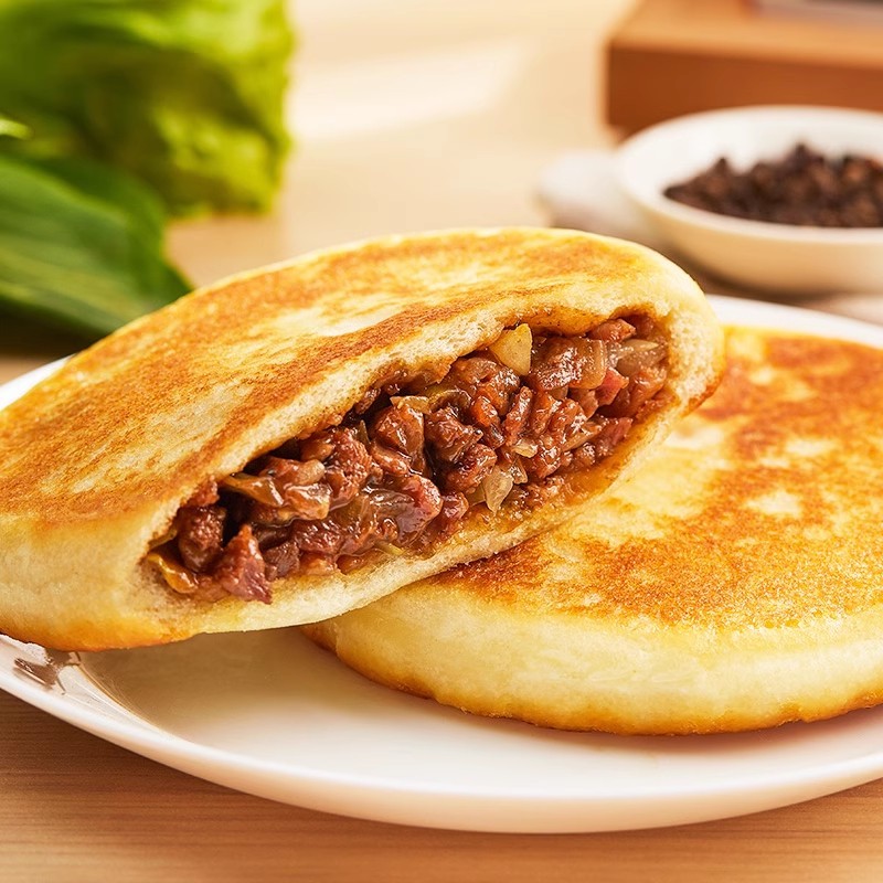 牛肉馅饼黑胡椒牛肉早餐煎饼小吃面饼商用肉饼速冻半成品