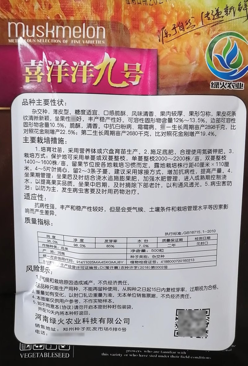 喜洋洋九号博洋甜瓜种子薄皮肉厚果皮花条纹脆酥清香