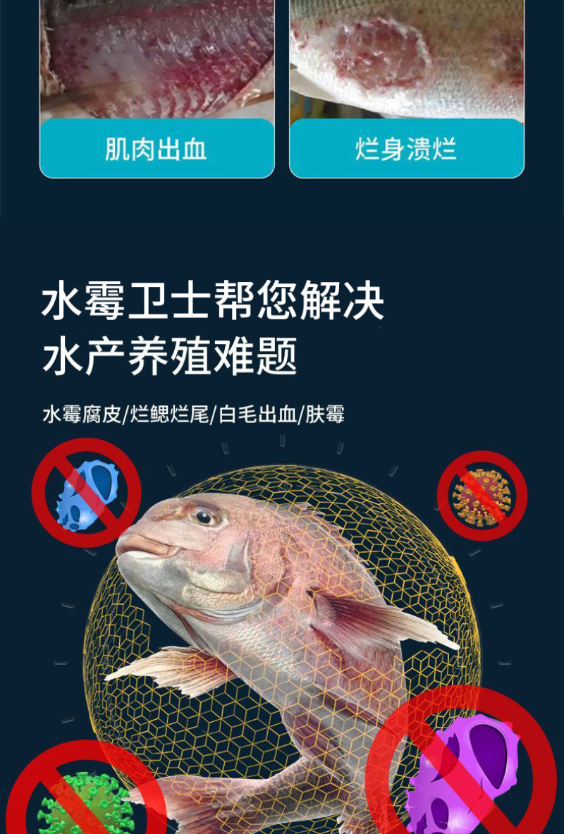 硫醚沙星水霉卫士鱼塘水霉病白毛赤皮烂鳃烂尾