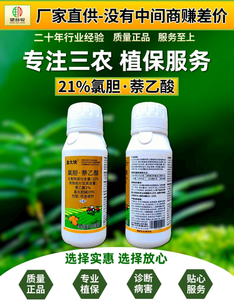 21%氯胆萘乙酸根茎膨大剂土豆花生大蒜红薯调节生长农药