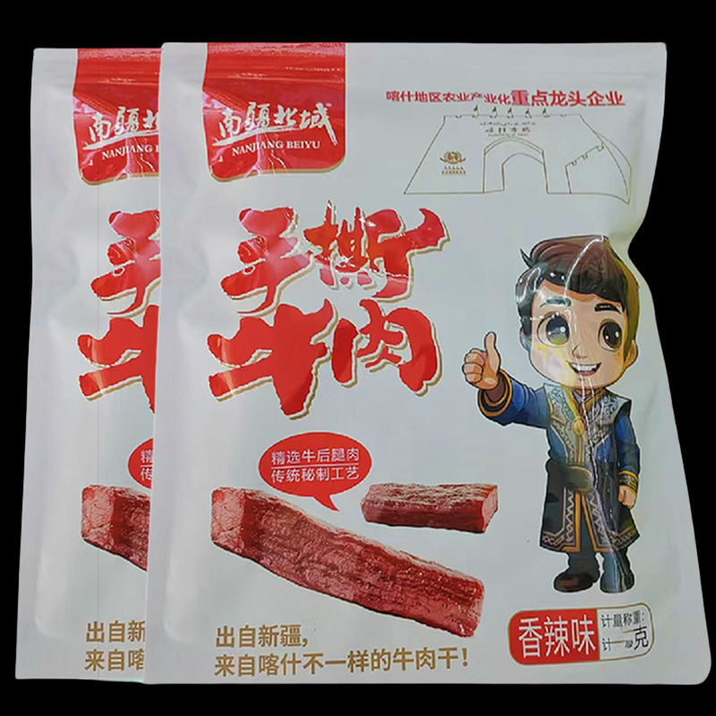 手撕牛肉干新疆喀什豆制真空精选香辣味孜然味原味牛后腿即食