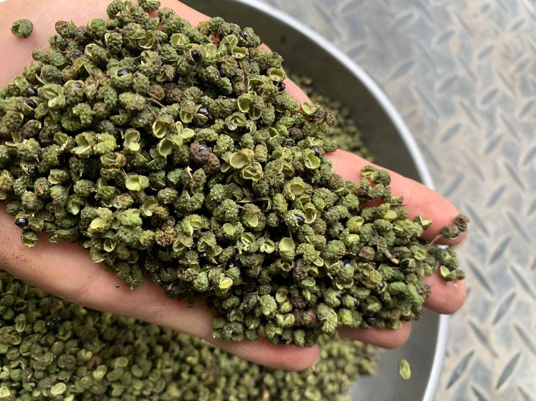 绿色胡椒与新鲜果实对比