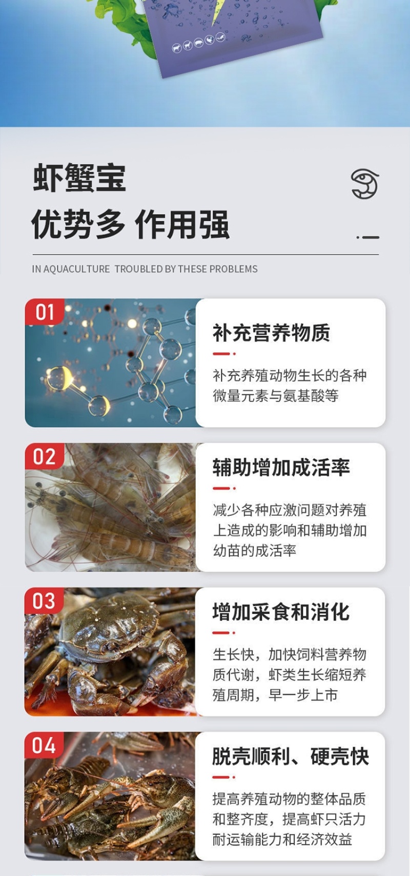 虾蟹宝虾蟹催肥促长调理肠道改善体质开胃健肠