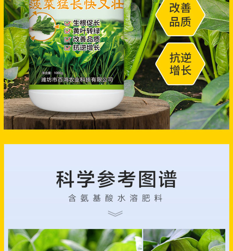 菠菜猛长快又壮专用绿叶壮苗促根壮棵增产增收水溶肥