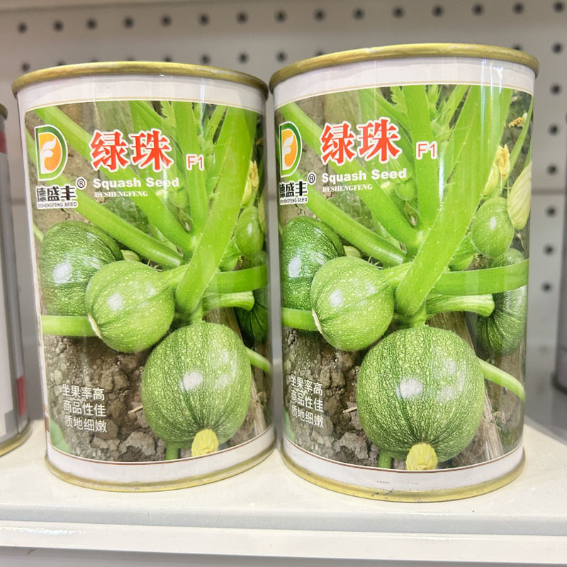 德盛丰绿珠西葫芦种子早熟扁圆形嫩瓜种籽抗病一串铃花蓝春秋
