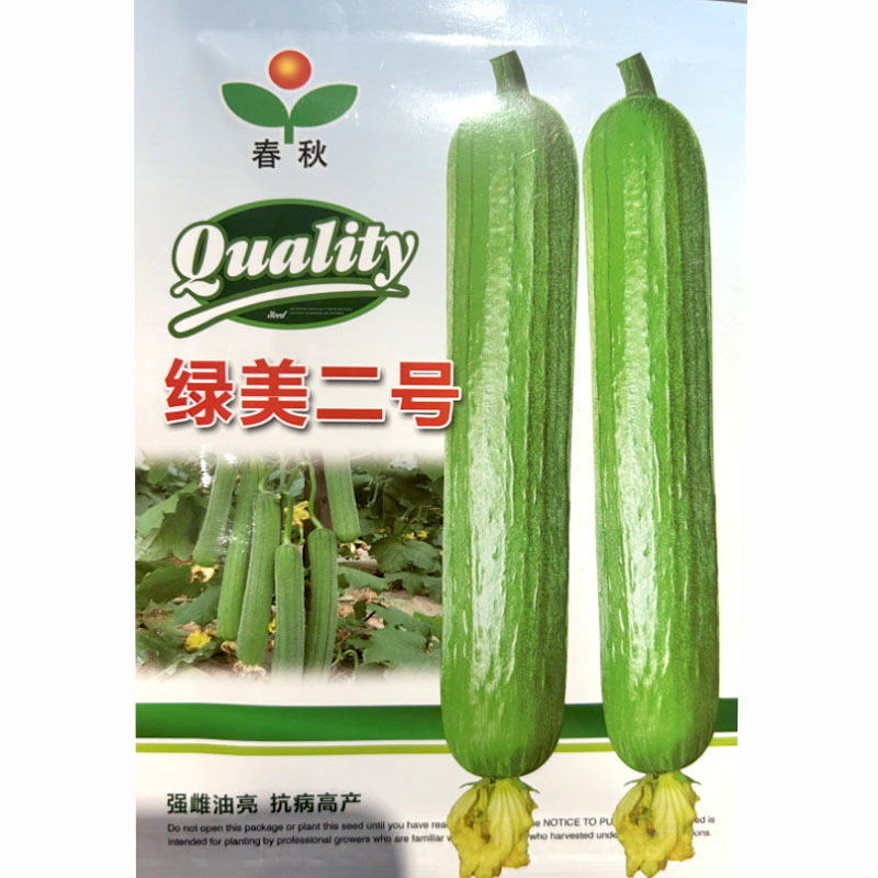 丝瓜种子绿美二号强雌油亮短条丝瓜油亮丝瓜种籽高产抗病绿