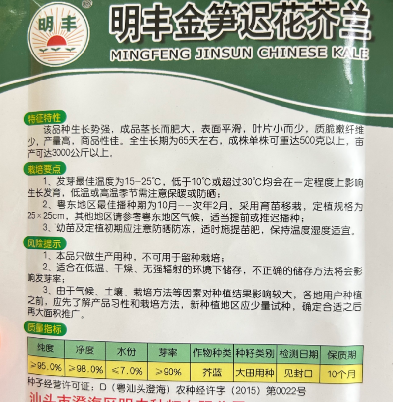 鸡腿芥兰种子大个头芥兰正宗大果蔬菜专用高产秋季种植抗病高