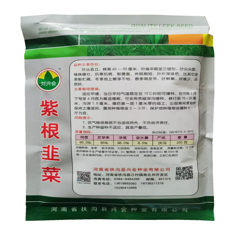 紫根韭菜种子高产抗寒独根红韭菜种子红根大叶韭菜种子
