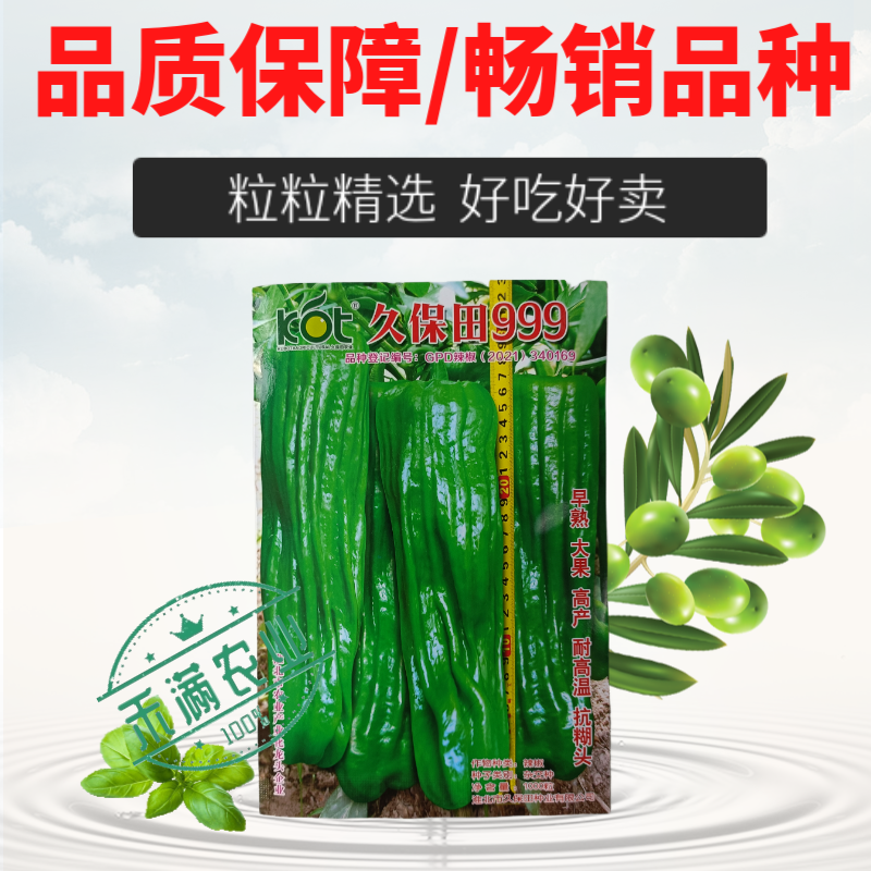 久保田999辣椒种子早熟大果薄皮味辣绿皮坐果能力强