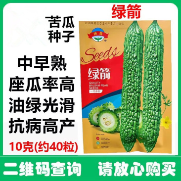 绿箭苦瓜种子中早熟油绿光滑纹瘤明显苦味适中