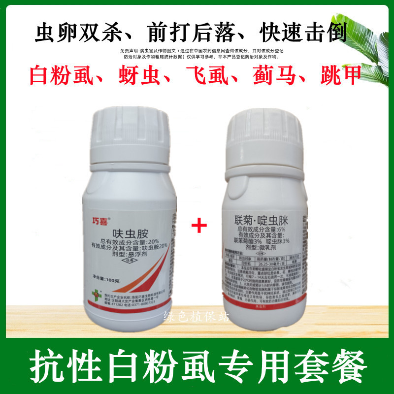 联苯菊酯啶虫脒呋虫胺抗性白粉虱飞虱套餐跳甲蓟马绿叶蝉杀虫