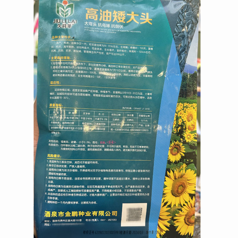 高油矮大头高产油葵种子杂交85天抗旱耐盐碱