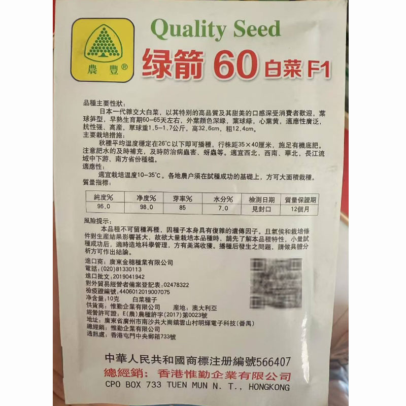 绿箭60改良绍菜种子早熟龙芽白菜包尖白菜种小包尖心叶黄蔬