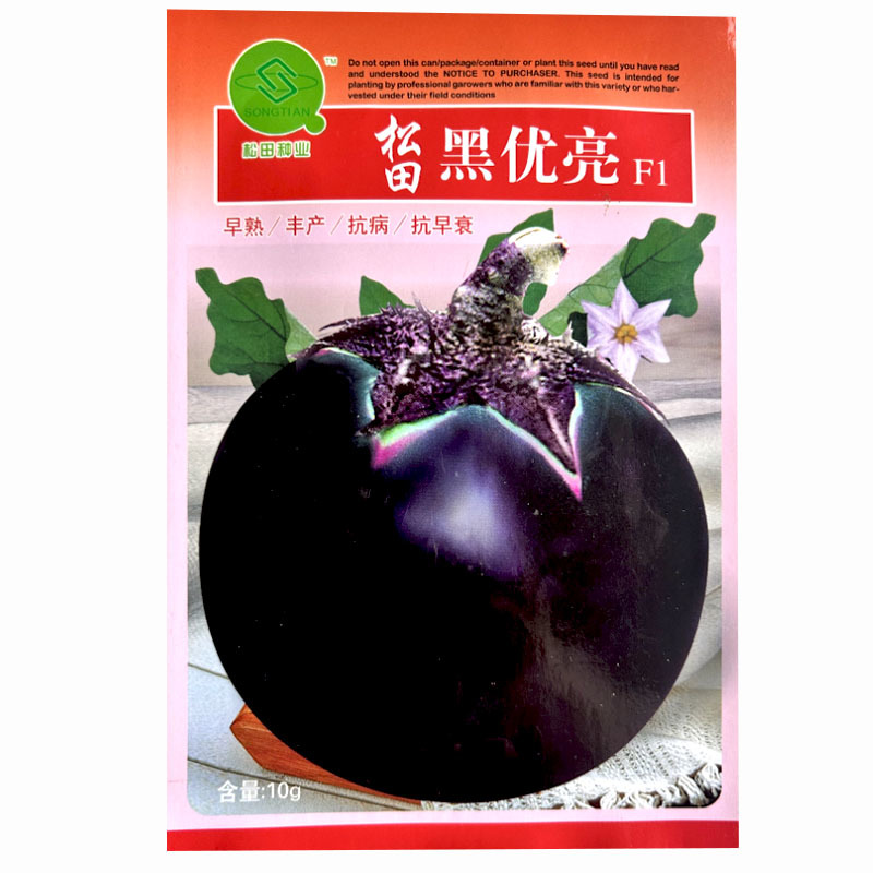 黑优亮圆茄种子黑色圆形茄种籽紫黑色果型大产量高茄大棚露地