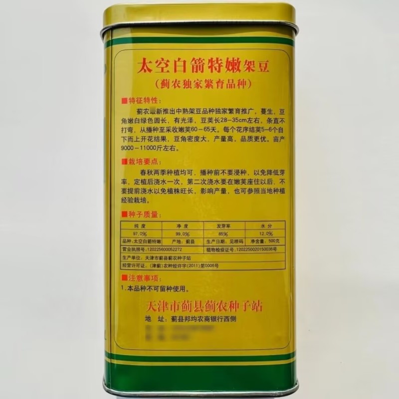 九粒白芸豆种子条直不打弯