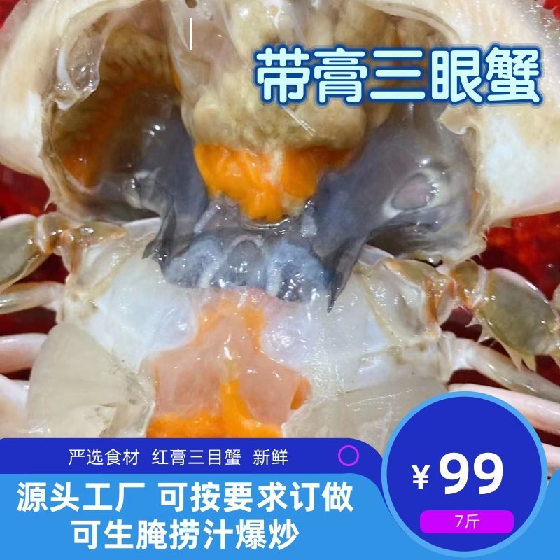 全母三眼蟹三点蟹三目蟹满膏满黄肉质饱满合适生腌4.5公斤