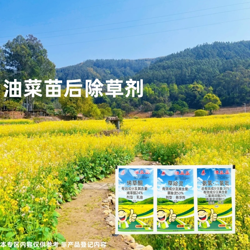 帆邦油瓜瓜烯草酮草除灵氨氯二氯吡油菜地苗后除草剂多效合一