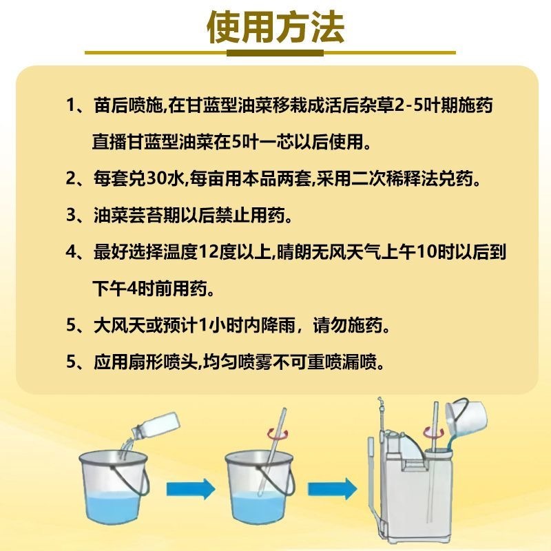 帆邦油瓜瓜烯草酮草除灵氨氯二氯吡油菜地苗后除草剂多效合一