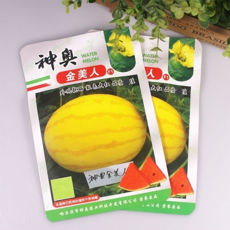 神奥金美人西瓜种子果皮黄色瓤色大红皮薄坚韧