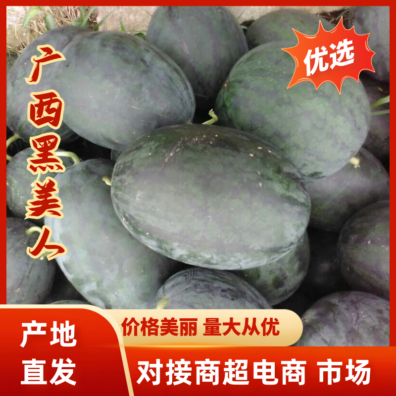 广西黑美人西瓜产地一手货，皮毛亮耐运输，电话联系