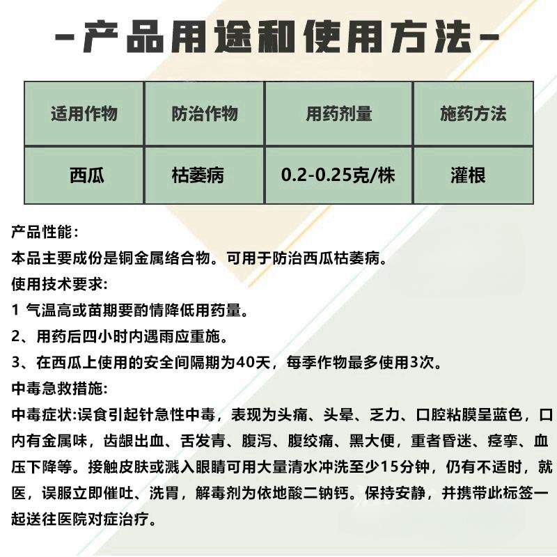 绿亨15%络氨铜西瓜辣椒枯萎病根腐病蔓枯病正品杀菌剂