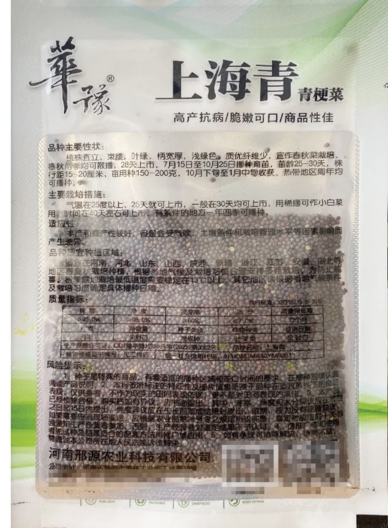 上海青青梗菜种子束腰叶绿柄宽厚抗病脆嫩可口