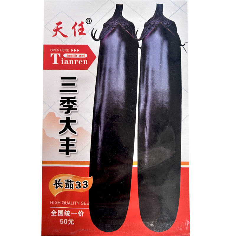 茄子种子三季大丰紫黑长茄子种子5g长杂交早熟黑长棒