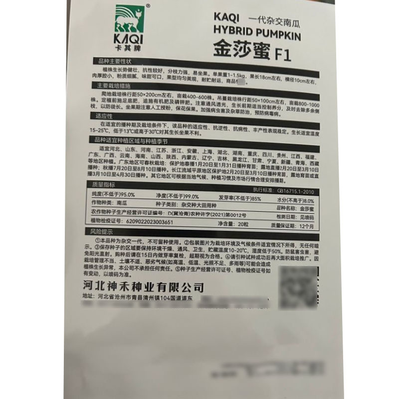 金莎蜜南瓜种子肉厚腔小粉质细腻味甜可口