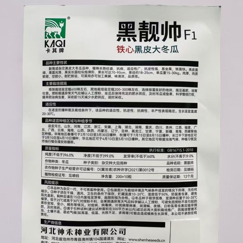 黑靓帅铁心黑皮大冬瓜种子抗病易坐果转黑快空腔小