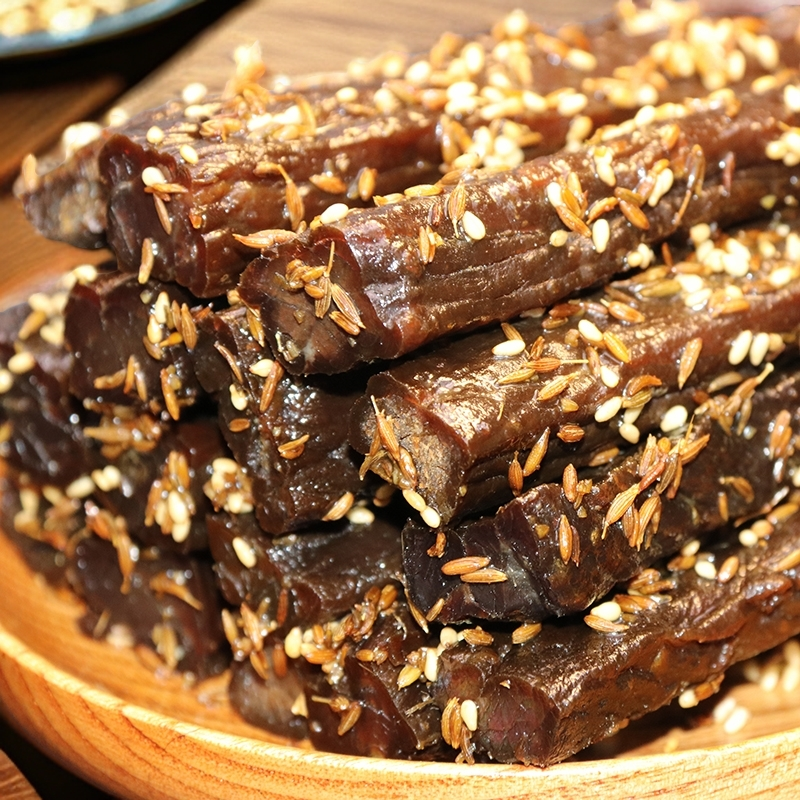 纯正内蒙古自然风干孜然味牛肉干250g/袋8分干