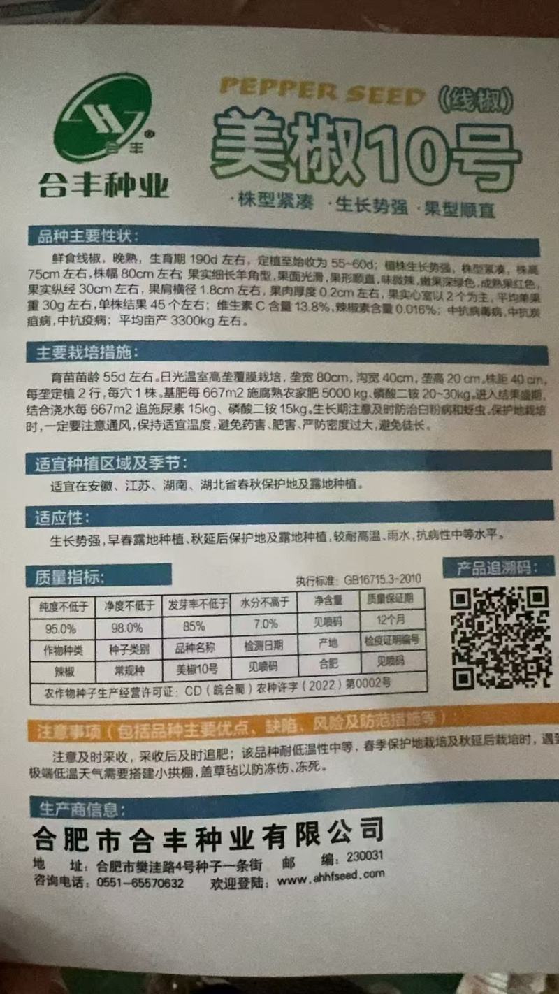 美椒10号-线椒种子鲜食晚熟微辣耐高温雨水简单易种